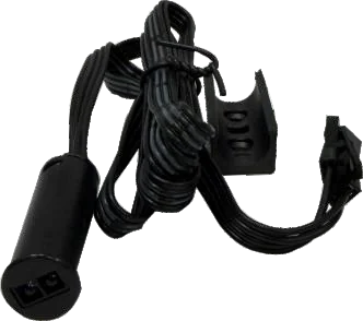 A black twin-cable wardrobe sensor harness with an inline module and a cylindrical door probe